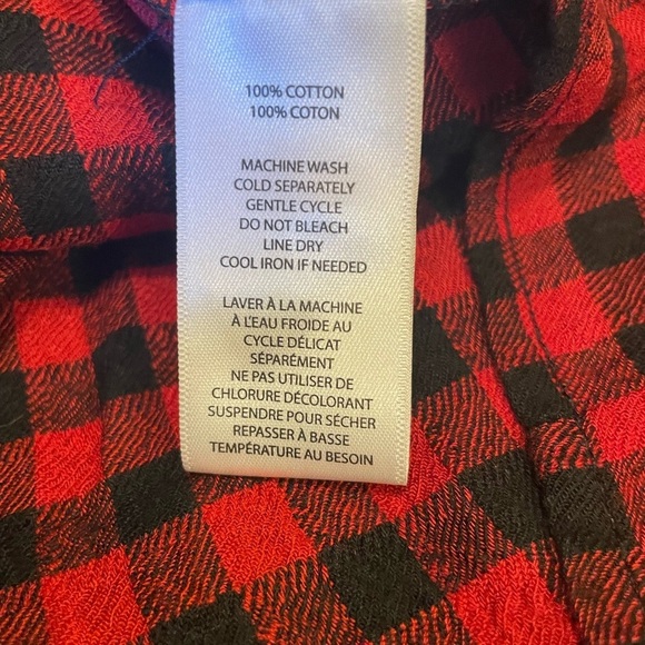 Beach Lunch Lounge Plaid Smocked Ruffle Sleeve Top Blouse Red Black Size S NWT - Picture 6 of 7